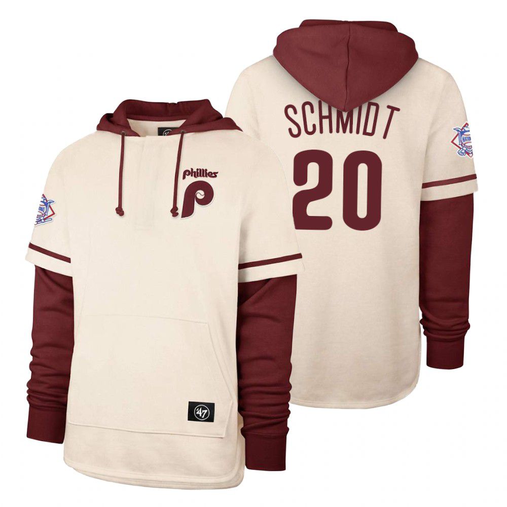 Men Philadelphia Phillies #20 Schmidt Cream 2021 Pullover Hoodie MLB Jersey->philadelphia phillies->MLB Jersey